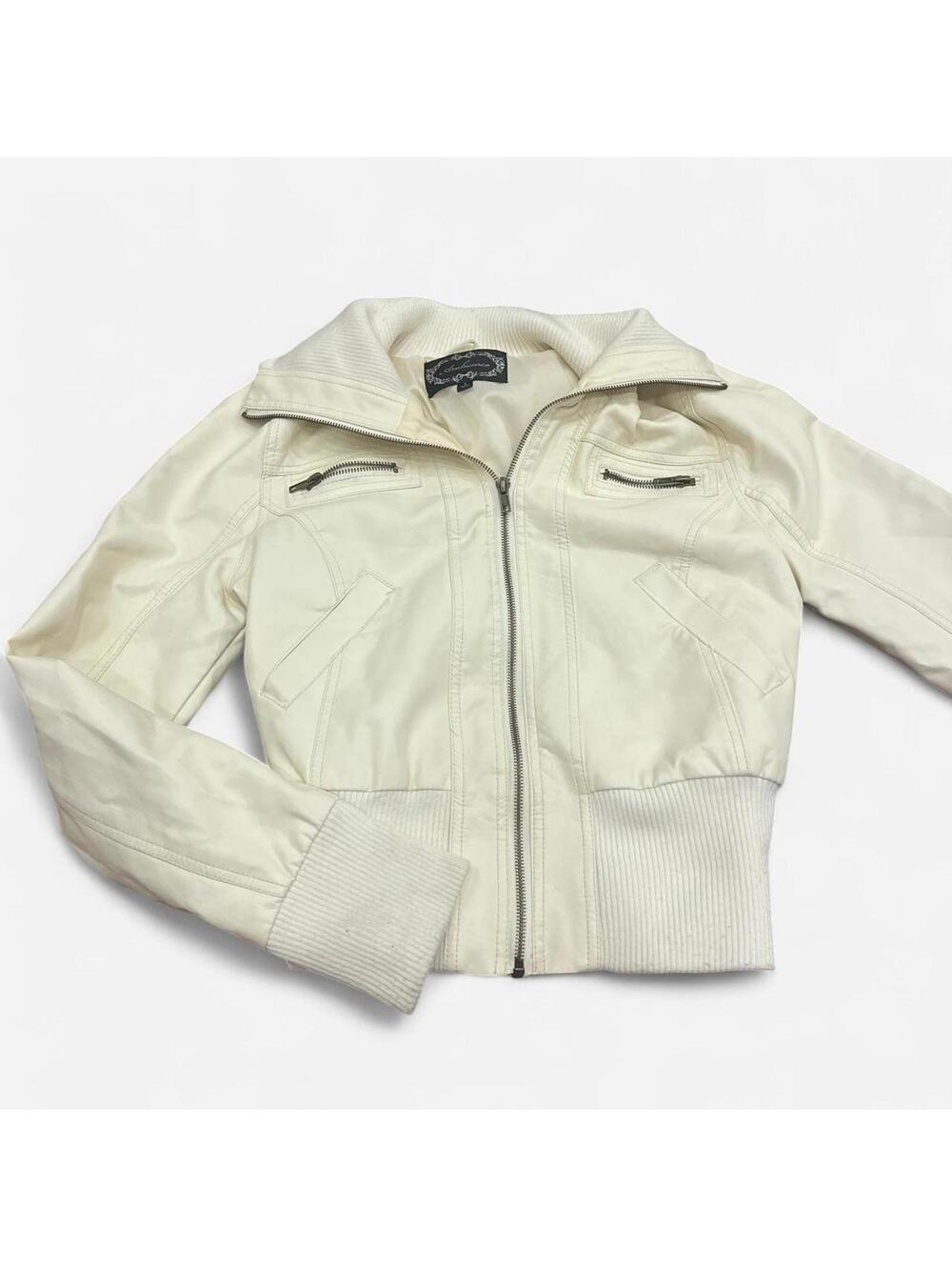 y2k Ambience "leather" white  jacket